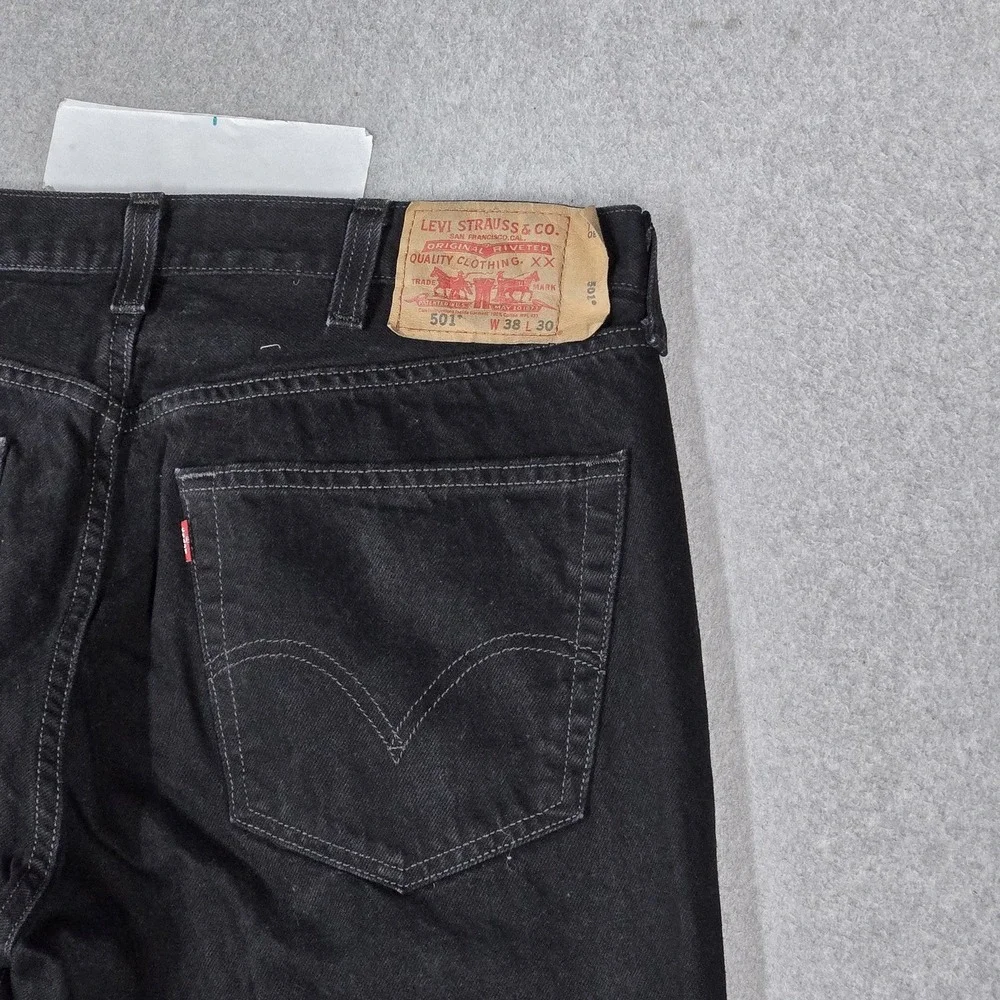 VINTAGE Levi's 501 Men Jeans 38X30 Black Y2K Denim Original Fit Straight Leg